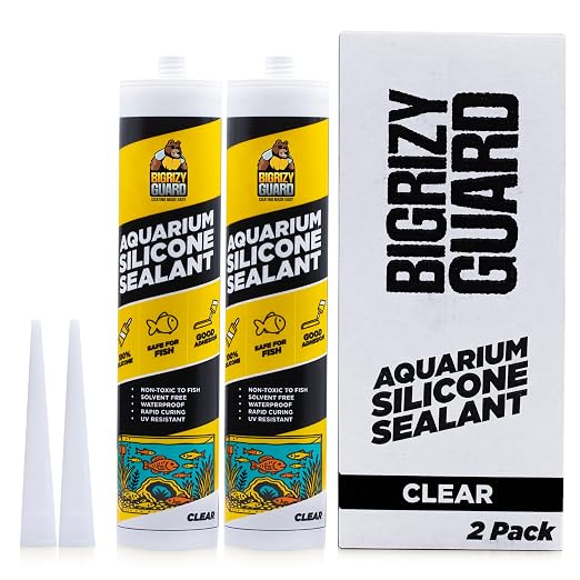 Aquarium Silicone Sealant Clear 2x10.14 Fl oz Cartridge by BIGRIZYGUARD