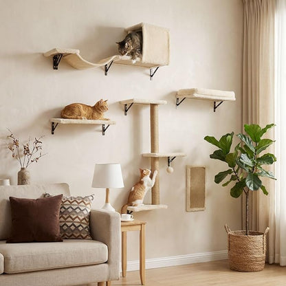MEWANG 5-in-1 Cat Wall Shelves: Cat Climbing Furniture - Image 7