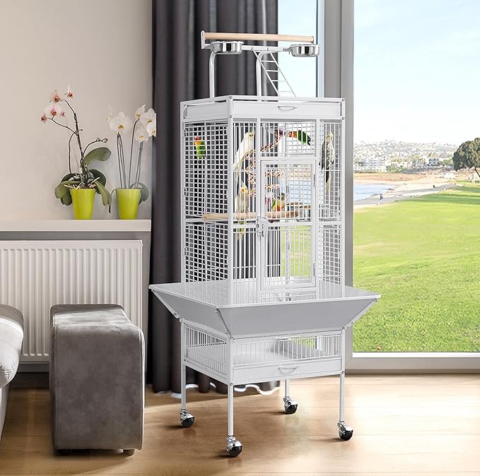Yaheetech Wrought Iron Bird Cages, Play Top Large Aviary - Image 3