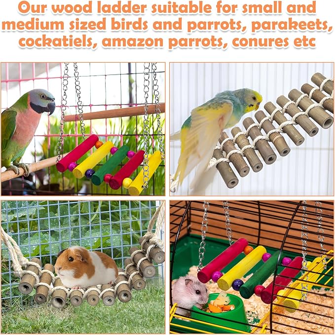 PINVNBY 2PCS Bird Ladder Bridge, Bamboo Bird Toys - Image 6