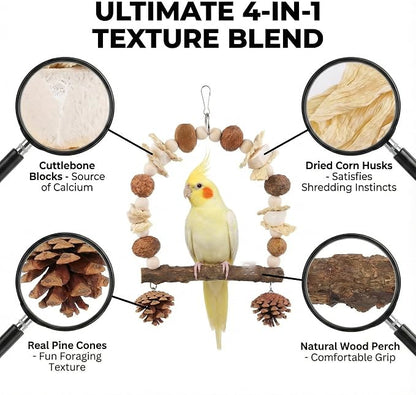 Bird Swing Toy with Cuttlebone & Corn Husks - Image 3