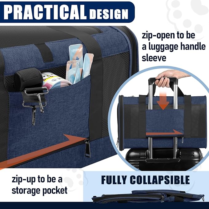 Dog Carrier Soft/Cat Crates Large Cat 20 to 25 pounds/Softsided Pet Car Travel - Image 2
