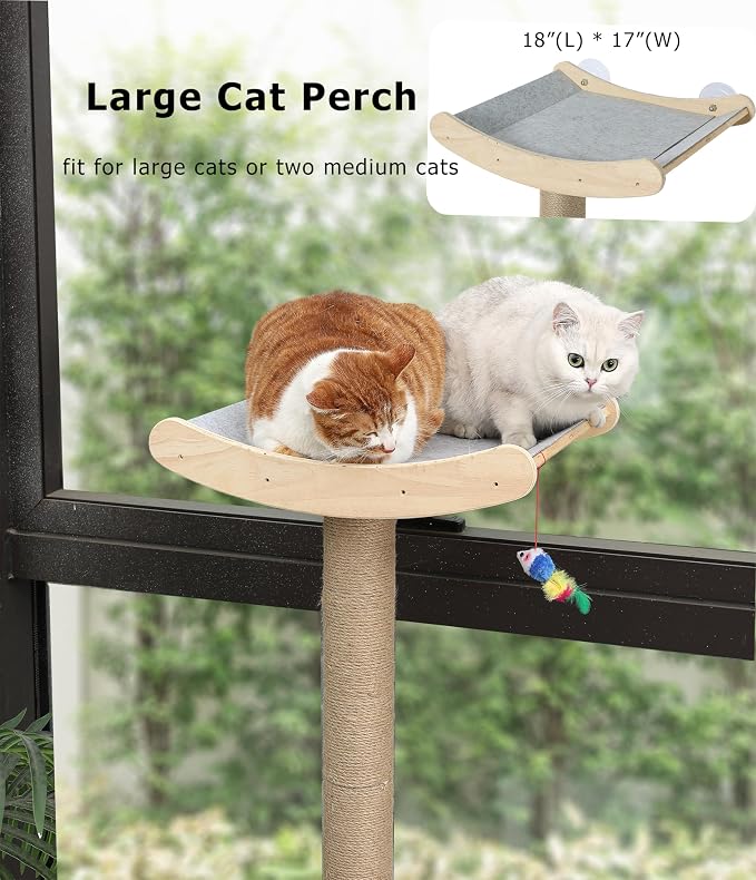 Window Cat Perch with Scratching Posts, Mounted with 3 Strong Suction Cups - Image 7
