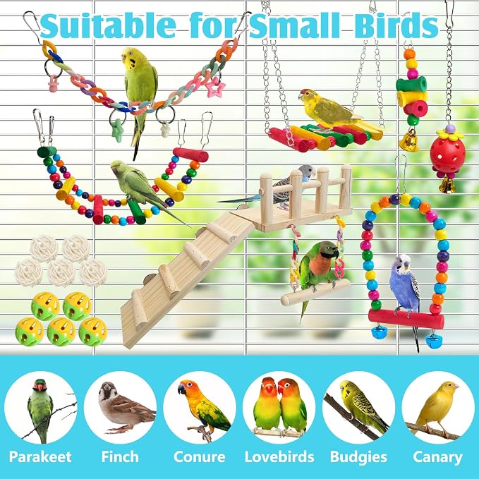 Hamiledyi 17Pcs Parrot Swing Toys Perches Platform - Image 8