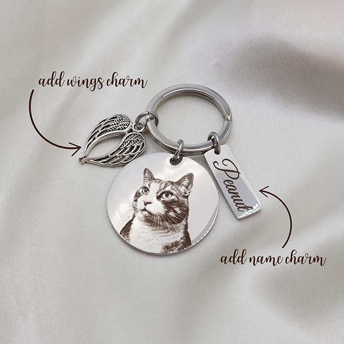 Personalized Pet Photo Engraved Keychain – Custom Dog or Cat Portrait Keepsake - Image 5