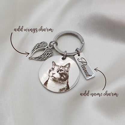 Personalized Pet Photo Engraved Keychain – Custom Dog or Cat Portrait Keepsake - Image 5
