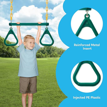 TURFEE 3 Pack Assorted Swing Set, Including 1 Gym Rings Trapeze Bar and 2 Pcs - Image 5