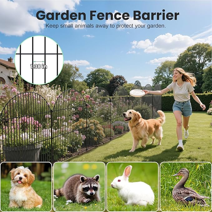 10Pcs No Dig Garden Fence, 32in/24ft Rustproof Metal Dog Fence Outdoor - Image 4