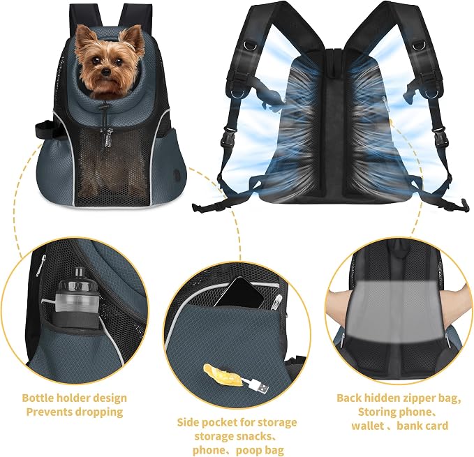WOYYHO Pet Dog Carrier Backpack Small Dog Front Backpack Ventilated Mesh Dog - Image 3