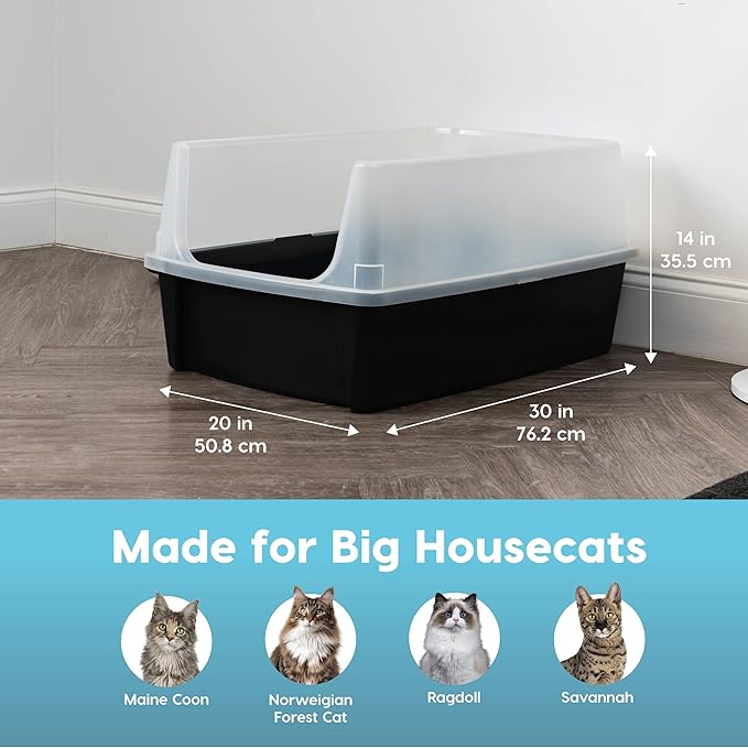 IRIS USA XX-Large Cat Litter Box, Open Top Extra Large Litter Box - Image 2