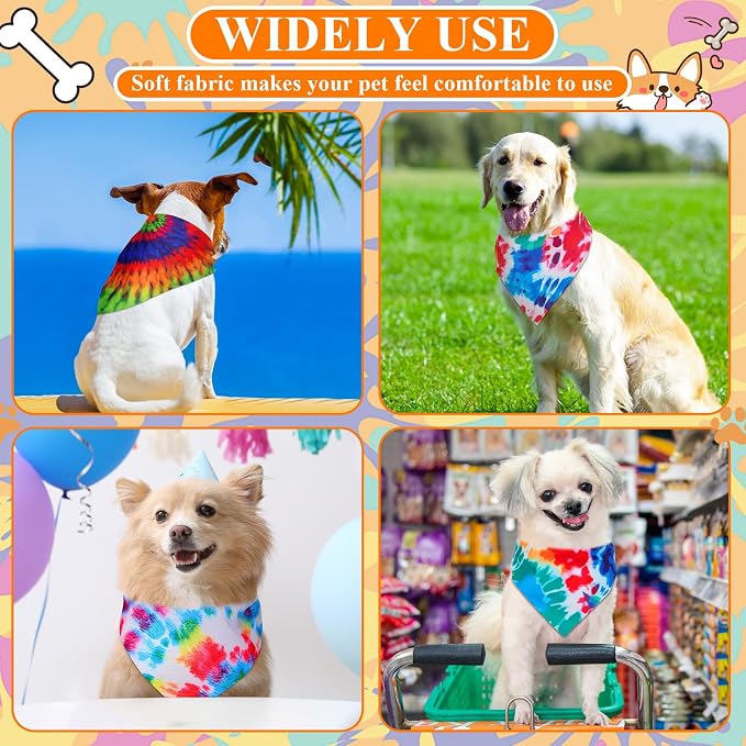 Sanwuta 120 Pcs Rainbow Tie Dye Dog Bandanas - Image 7