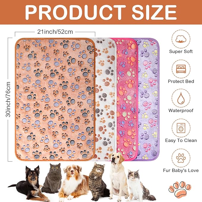 Hestya 4pcs Waterproof Dog Puppy Pads Soft Cat Blanket Dog Sleeping Mat - Image 2