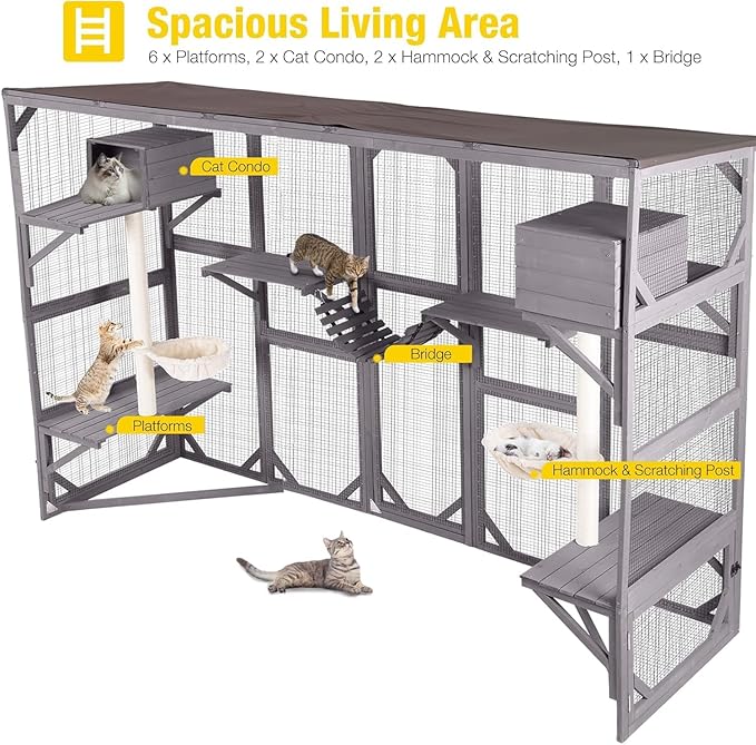 Aivituvin Catio Outdoor Cat Enclosure Window, Wall-Mounted Large Walk-in Cat - Image 4