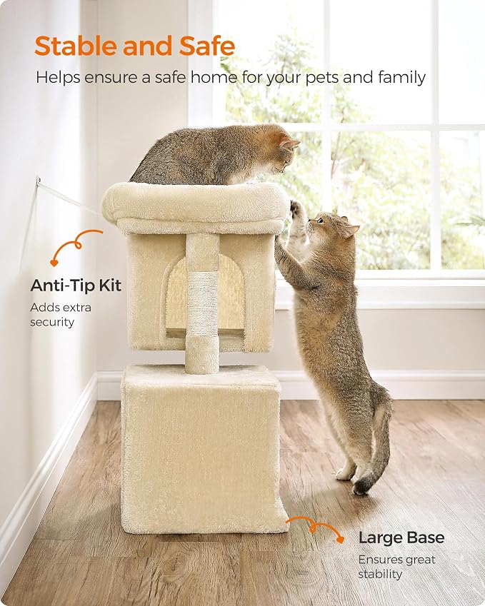 Feandrea Cat Tree, 26.4-Inch Cat Tower, Plush Condo - Image 8