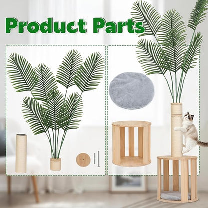 82.7'' Tall Modern Cat Tree for Indoor Cats, Artificial Areca Palm Tree Cat - Image 8