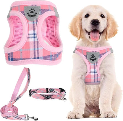 PUPTECK Adjustable Dog Harness Collar and Leash Set Step in No Pull Pet Harness by PUPTECK