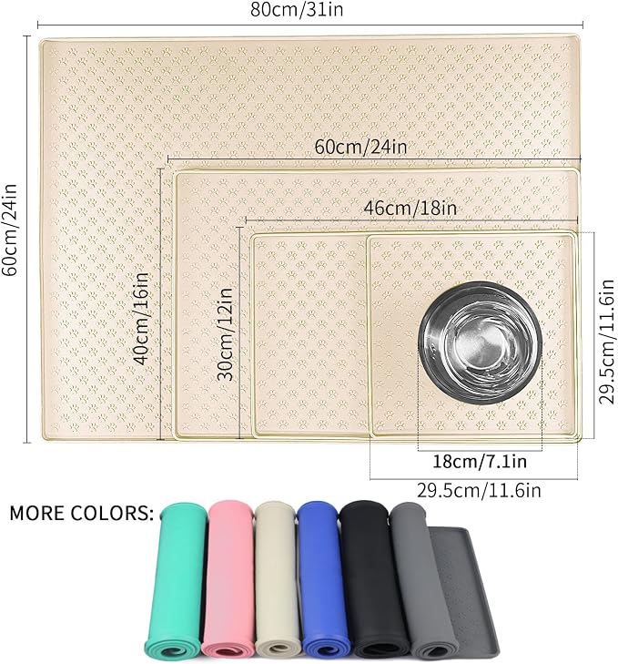 Ptlom Silicone Pet Placemat for Dog and Cat, Waterproof Non-Slip Pet Feeding - Image 2
