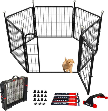 Puppy Playpen Indoor/Outdoor, 6 Panels Dog Pen Play Pen by IGOOUO