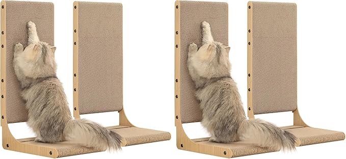Zakkart 4-Pack Cat Scratching Board, 25.6'' Tall Cardboard L Shape Vertical Cat by Zakkart