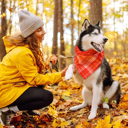 Weewooday 50 Pcs Thanksgiving Fall Dog Bandanas Bulk Plaid Bandanas - Image 6