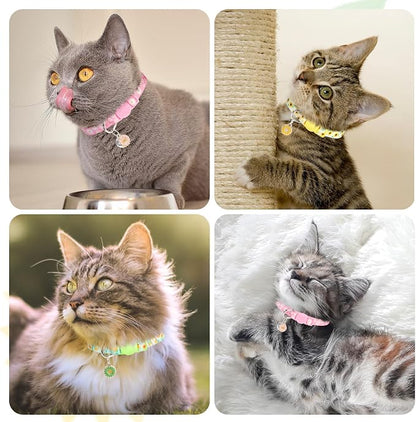 Cat Collars for Girl Cats, 3 Pack Spring Flower Cat Collars Breakaway - Image 2
