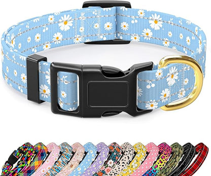 Reflective Dog Collar for Extra Small Dogs, Cute Daisy Theme Adjustable by TMOODEL