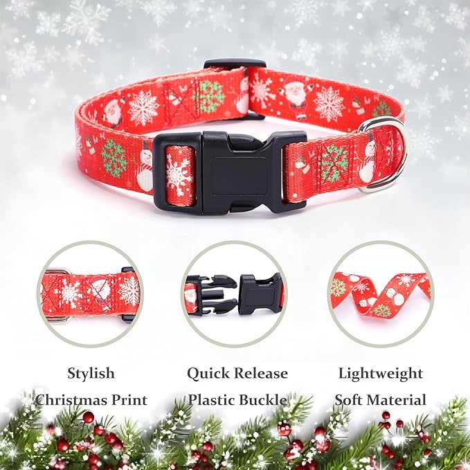 Christmas Dog Collar with Buckle Adjustable Safety Nylon Collars - Image 3