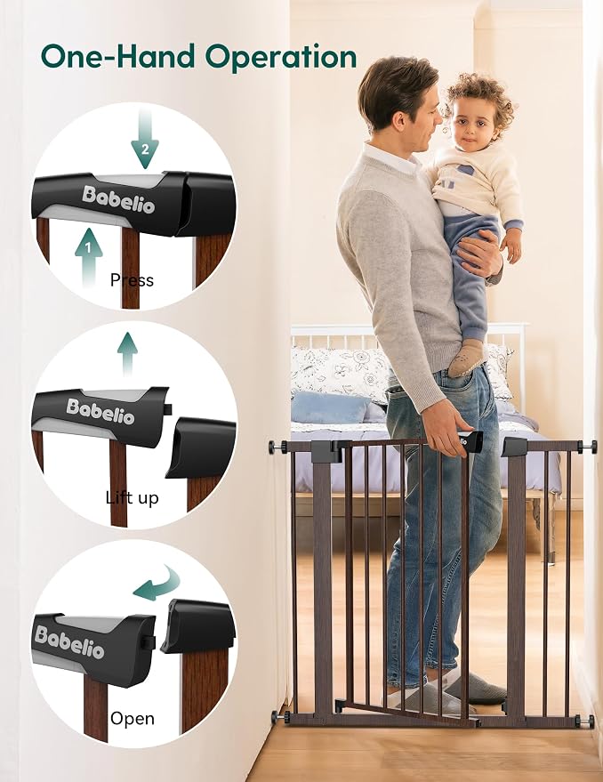 Babelio Metal Auto Close Baby Gate PressGuard P7, Extra Wide Pet Gate - Image 4
