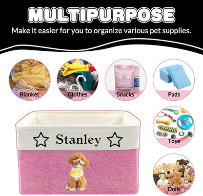 Personalized Dog Toy Storage Basket Custom Dog Name Photo Cat Pet's Gift - Image 7