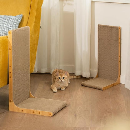 Cardboard Cat Scratcher, 23 Inch L Shape Scratch Pad Wall Mounted, Vertical - Image 8