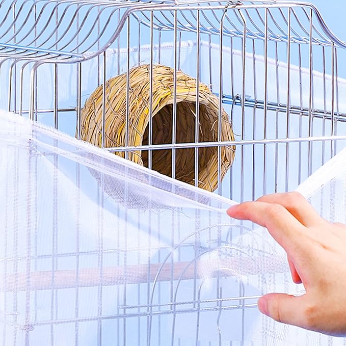 Bird Cage Seed Catcher, Large Airy Gauze Seeds Bird Cage Cover Guard Adjustable - Image 3