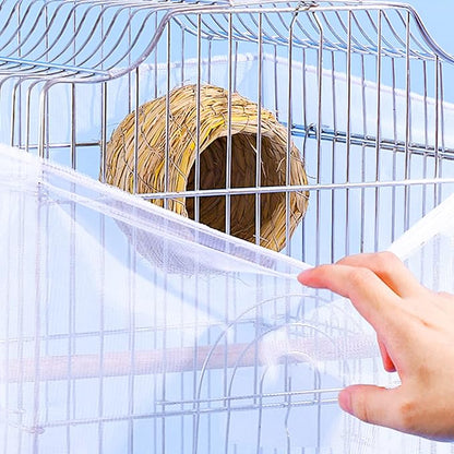 Bird Cage Seed Catcher, Large Airy Gauze Seeds Bird Cage Cover Guard Adjustable - Image 3