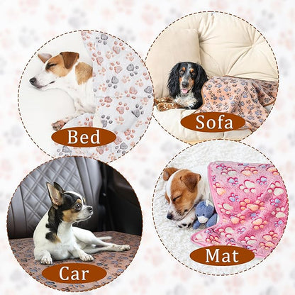 1 Pack 3 Blankets Super Soft Fluffy Premium Fleece Pet Blanket Flannel Paw - Image 4