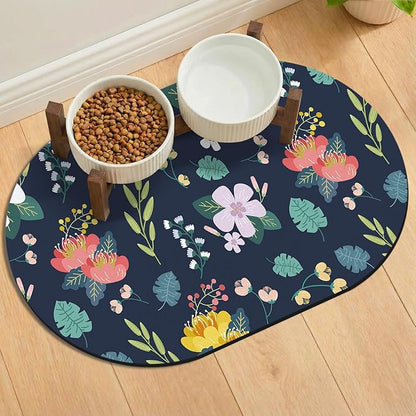 Absorbent Pet Food Mat 24''x16'', No Stains Quick Dry Pet Water Mat Protect by METEOROCK