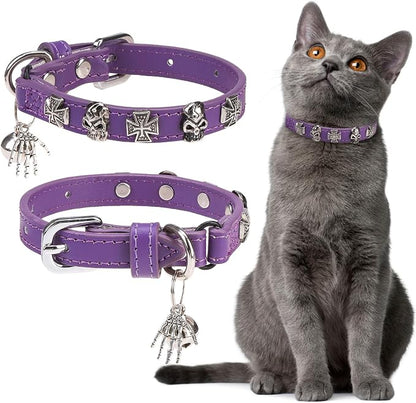 EXPAWLORER Leather Cat Collar for Girl Boy- Adjustable Pet Collar by EXPAWLORER