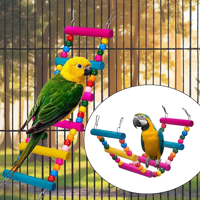 11Pcs Bird Platform Stands Swing Hanging Chewing Toy Parrot Climbing Ladder - Image 4