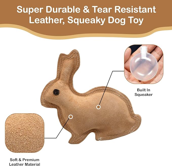 SPOT Dura-Fused Leather Rabbit Dog Toy – Durable Real Leather & Jute Chew Toy - Image 4