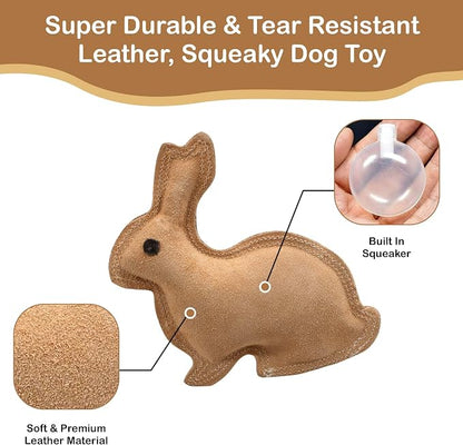 SPOT Dura-Fused Leather Rabbit Dog Toy – Durable Real Leather & Jute Chew Toy - Image 4