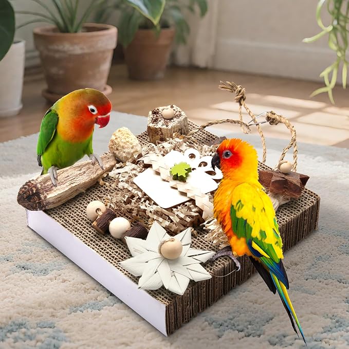 Kyouki Bird Toys, Parakeet Toys, Parrot Toy, Conure Hanging Chewable Cardboard - Image 7
