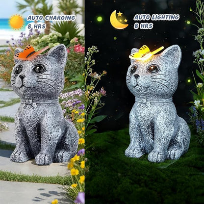 Solar Cat Garden Statues Outdoor Decor - Image 4