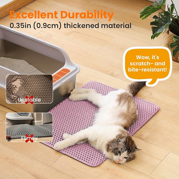 Cat Litter Mat, 24x18 Inches Large Double Layer Honeycomb Cat Litter Trapping - Image 6