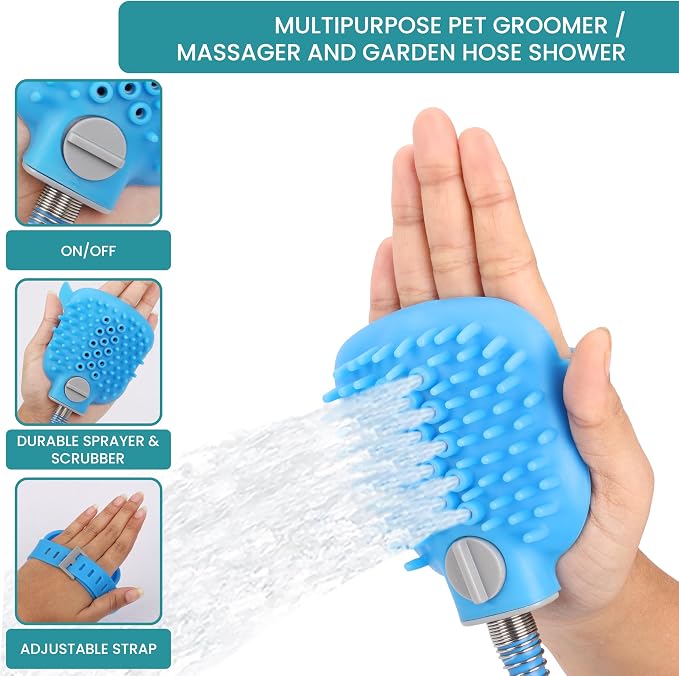 Belle Vous Dog Bath Hose Sprayer and Scrubber Attachment - Image 3