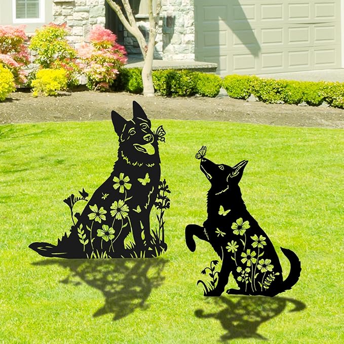 German Shepherd Metal Garden Stakes Yard Decor, Lawn Ornaments - Image 5