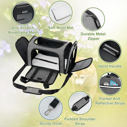 Soundy Large Cat Carrier Dog Carrier Under 25 Lbs, Collapsible Ventilated - Image 4