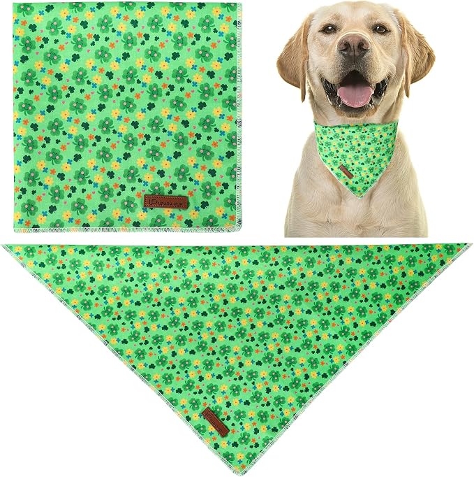 St. Patrick's Day Dog/Cat Kerchief, Shamrock Triangle Bid Scarf - Image 2