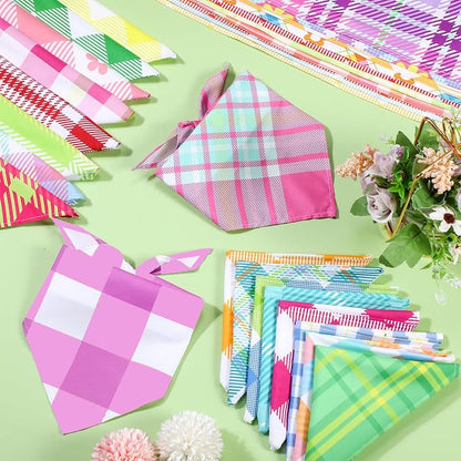 Sweetude 60 Pcs Spring Plaid Dog Bandanas Bulk Spring Pet Scarf Bibs Adjustable - Image 4