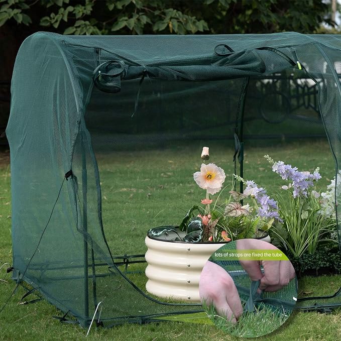 Poray Large 12.3X4FT Tunnel Plant Netting Cover, 4.1FT Tall Crop Cage Tomato - Image 8