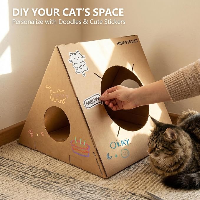 Modular Cardboard Cat Condo System, Triangle Cat Tunnel Module, Foldable - Image 2