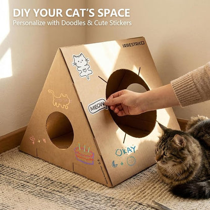 Modular Cardboard Cat Condo System, Triangle Cat Tunnel Module, Foldable - Image 2