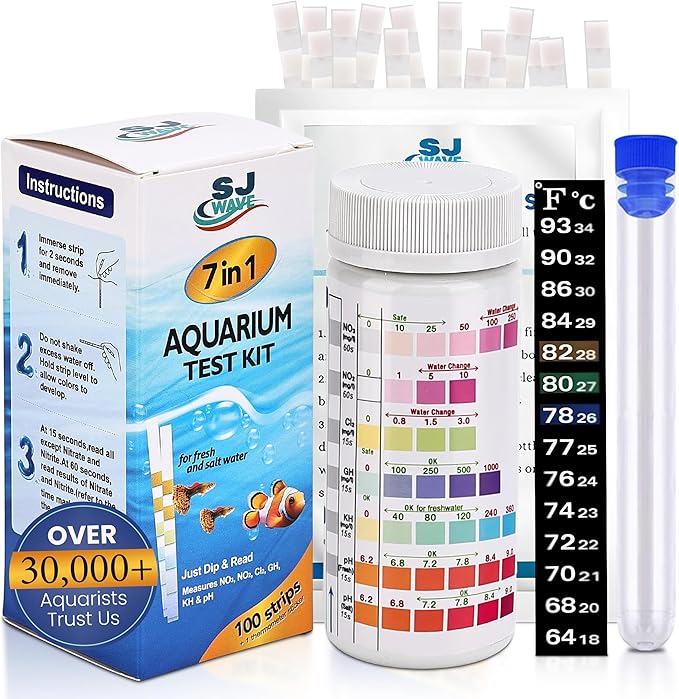 7 in 1 - Aquarium Test Strips | 100 Fast & Accurate Strips | Fish Tank by SJWAVE